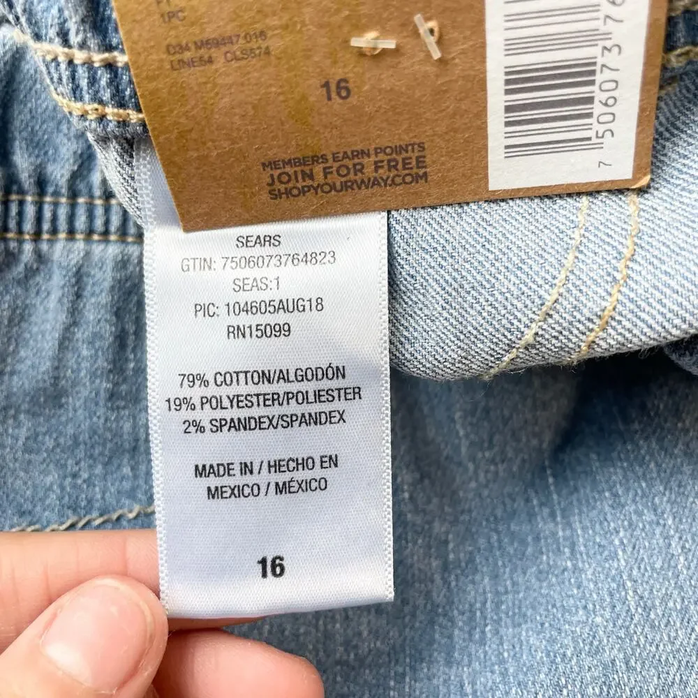 Roebuck & Co Girls Size 16 Jegging Jeans‎ Light Wash Denim Pull On Stretchy